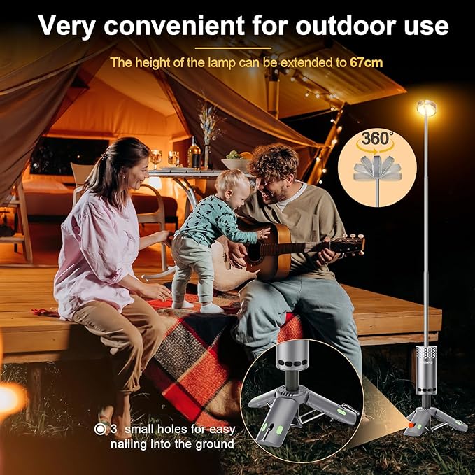 Camping Light Telescopic, Rechargeable Collapsible Camping Lanterns with Stand, 10000mAh Magnetic Waterproof Camping Lamp, Outdoor Light for Emergency, Cool Camping Must Haves (Gray)