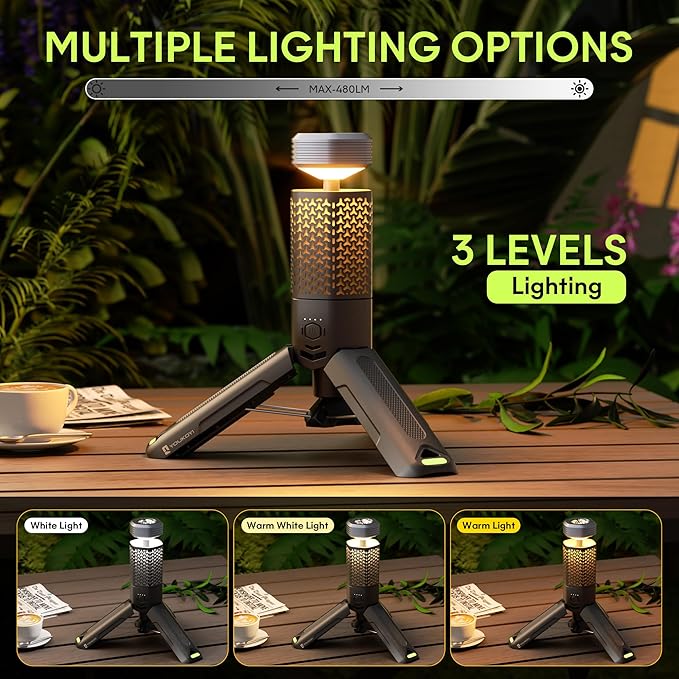 Camping Light Telescopic, YOUKOYI 10500mAh Collapsible Magnetic Camping Lantern, Telescoping IP67 Waterproof Flashlights, Camping Lantern Rechargeable for Emergency, Camping, Travel, Hiking