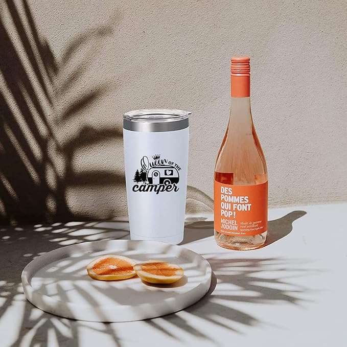 Queen of the Camper Tumblers with Lids and Straws, Camping RV Stainless Steel Vacuum Insulated Travel Tumbler Cups 20 OZ for Girls Women