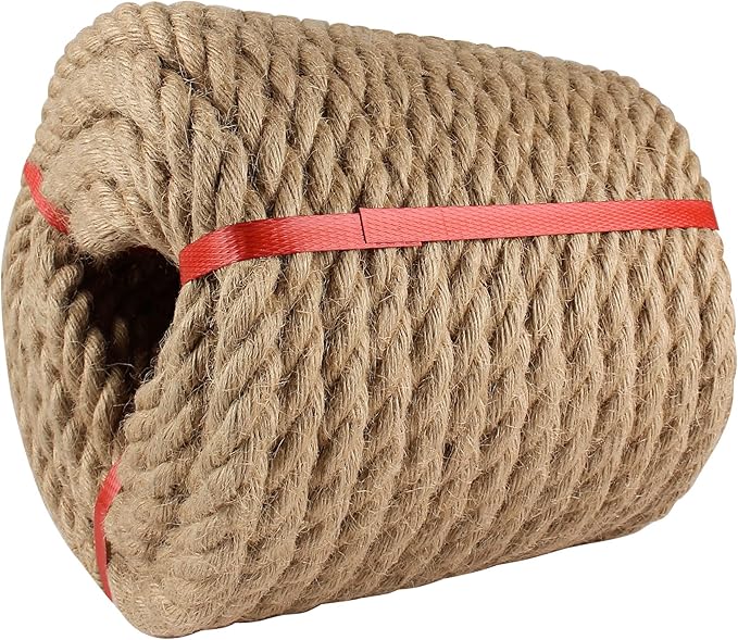 Manila Rope 3/4in x 100ft,Thick Natural Hemp Rope,Large Decorative Nautical Ropes,Twisted Manila Ropes Great for Gardening,Railings,Hammock Nautical