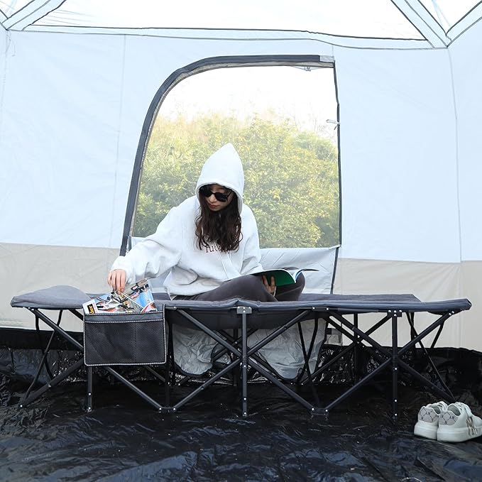 REDCAMP XXL Camping Cot for Adults 500lbs,79" L x 29.5" W x 18" H Oversized Sleeping Cot with Pad and Pillow, Camp Cot Bed for Tent, Office