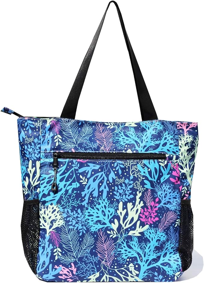 ESVAN Original Floral Water Resistant Large Tote Bag Shoulder Bag for Gym Beach Travel Daily Bags Upgraded