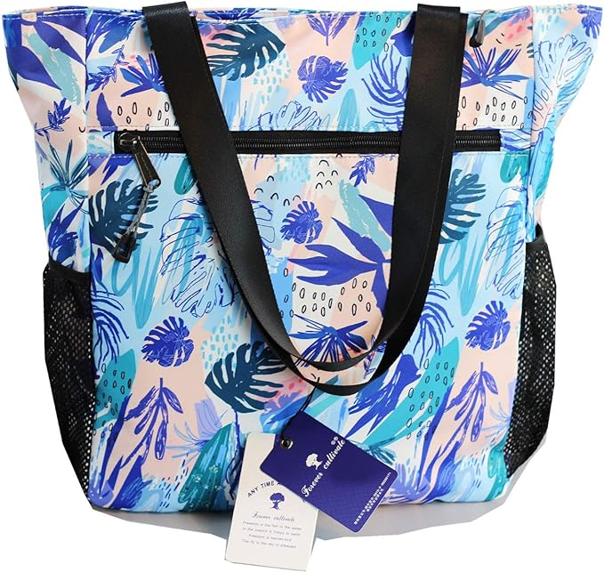 ESVAN Original Floral Water Resistant Large Tote Bag Shoulder Bag for Gym Beach Travel Daily Bags Upgraded