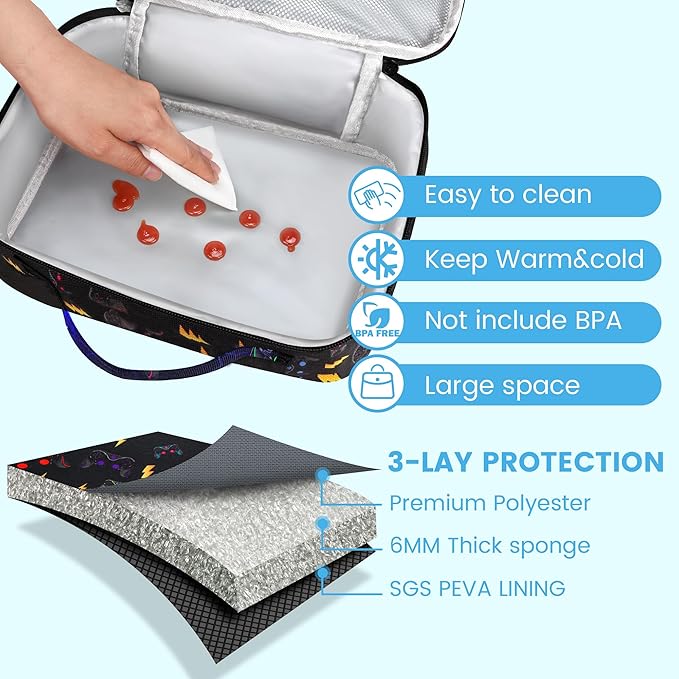 RLGPBON Kids Lunch Bag,Insulated Lunch Box for Girls Boys,Lunch Bag Toddler Teen,School Daycare Cute Travel bags