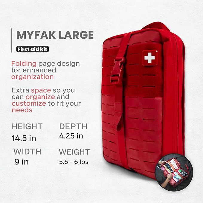 My Medic MYFAK Large Standard - HSA FSA Eligible First Aid Kit - Comprehensive Home Medical Kit with 150 Items - IFAK for Camping Car or Boat - Red