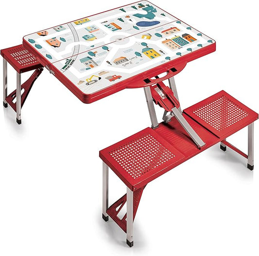 PICNIC TIME Folding Picnic Table, Camping Table, Outdoor Table with Umbrella Hole
