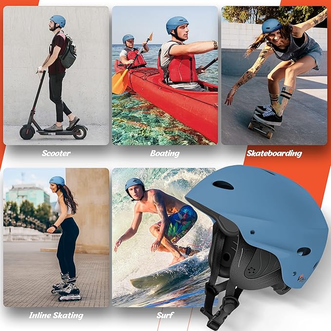 Vihir Adult Water Sports Helmet with Ears - Adjustable Helmet,Perfect for Kayaking, Boating,Surfing