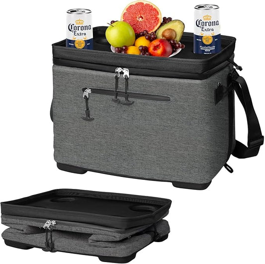 40Can Collapsible Cooler Box, Versatile Insulated Leakproof Cooler Bag with Hard Inserts and 4 Cup Holders, Large Ice Chest for Beach, Travel, Camping, Picnic