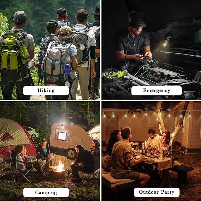 Battery Operated Rechargeable LED Lights Bulbs 2w 2700k Soft White Outdoor Waterproof,3 Light Modes,Vintage Candle Shape,for Gazebo Chandelier,Camping,Backup,Pergola,1pack USB Cordless Bulb