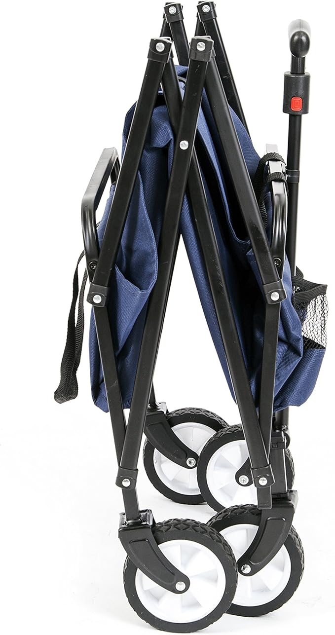 MACSPORTS Lightweight Collapsible Folding Outdoor Utility Wagon, Weight Capacity 150 LBS, Navy