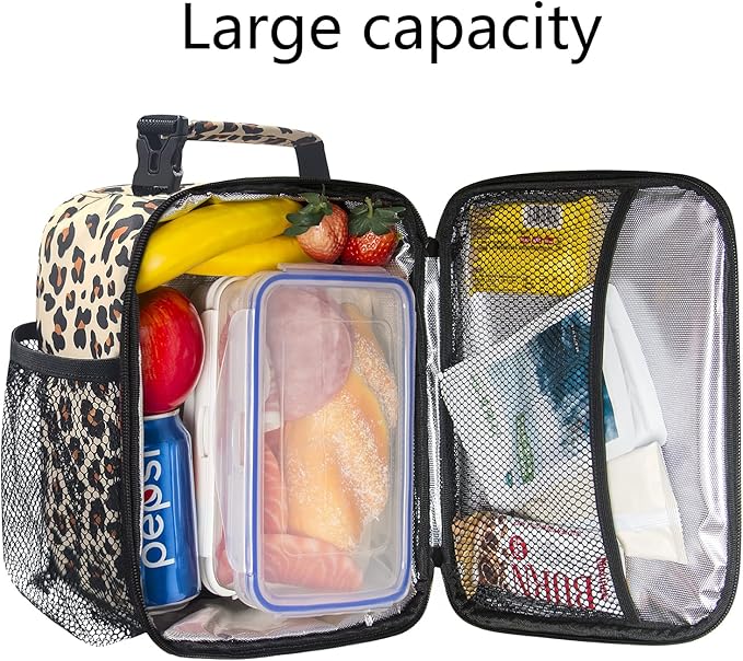 Hap Tim Insulated Lunch Bag Women, Reusable Lunch Box for Women, Adluts Lunchbox for Office Work, Portable Lunchbag, Leopard Print（18654-LP）