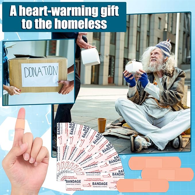 Timgle 3000 Pcs 3/4" x 3" Adhesive Bandages Bulk Waterproof Adhesive Breathable Bandages for Sensitive Skin School Nurses Businesses Travel First Aid Kits Homeless Care Supplies Donations