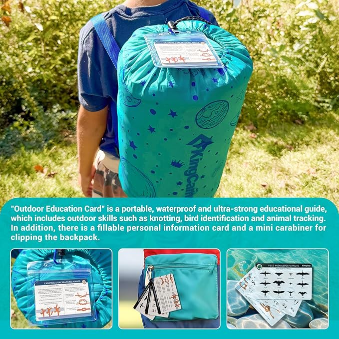 KingCamp 45°F Kids Sleeping Bag, Lightweight Waterproof & Compact Flannel Sleeping Bags Cold Weather & Warm Youth Essentials Gear Accessories for Camping, Fits 10-12 Children up to 5'5" Tall