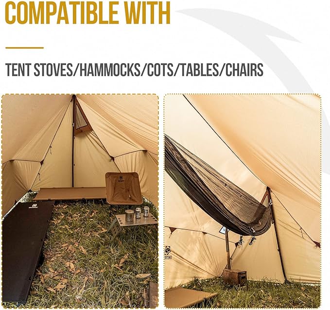 OneTigris ROCDOMUS Hot Tent with Stove Jack, 3000mm Waterproof, Versatile Lightweight Hammock Tent for Camping, Hiking, Backpacking, Bushcraft, Car Trips