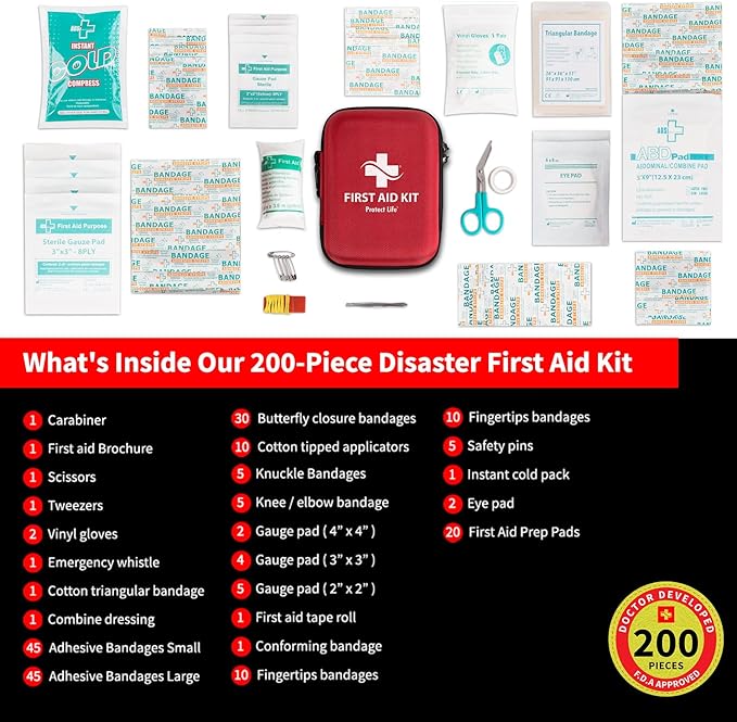 Protect Life Survival First Aid Kit for Home/Business, Camping Survival Kits | Mini Travel First Aid Kit | Camping Equipment | Small Kits for Car | Outdoor Emergency Survivals Pack