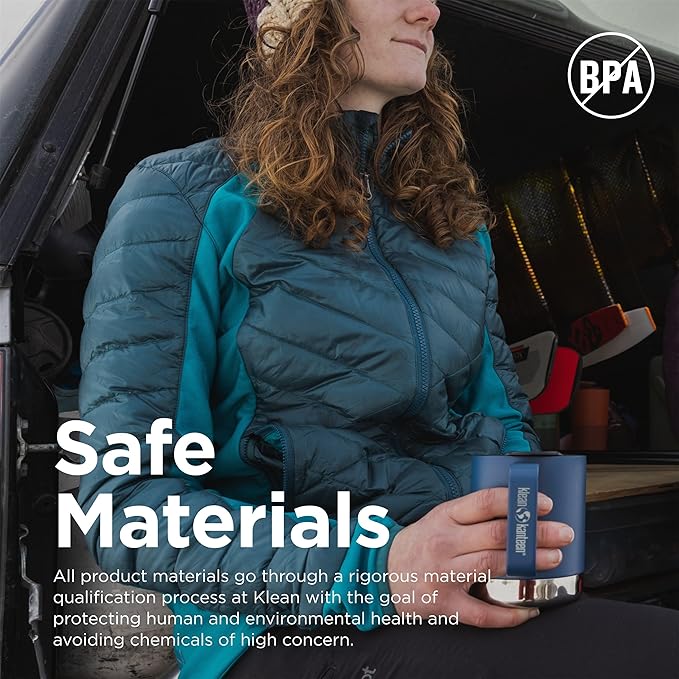 Klean Kanteen Camp Mug - Stainless Steel, Vacuum Insulated Coffee Mug - For Hot & Cold Drinks - With Splash-Proof Lid - Dark Denim, 12 oz