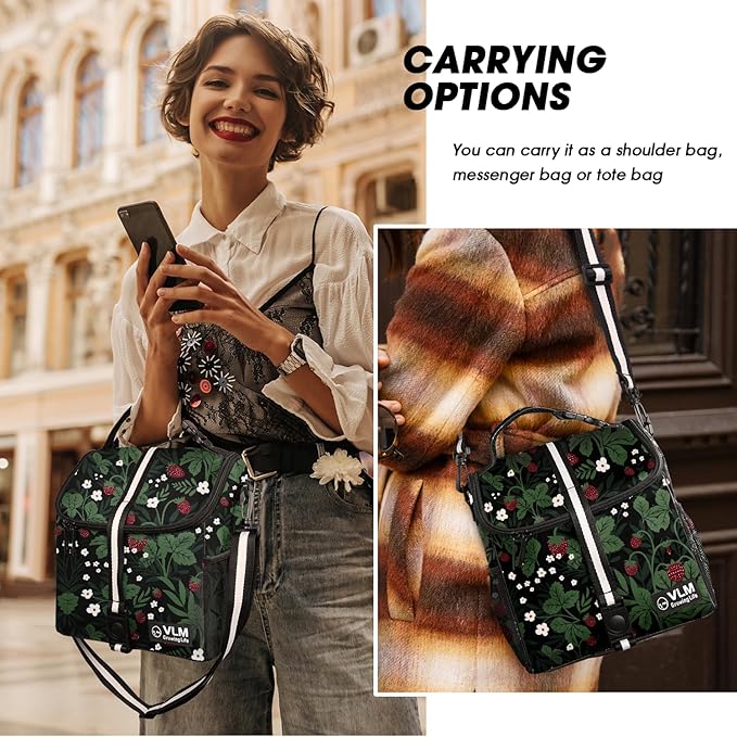 VLM Lunch Box for Women, Insulated Lunch Bag Women with Adjustable Shoulder Strap, Cute Lunch Tote Bag for Work,Picnic,Camping