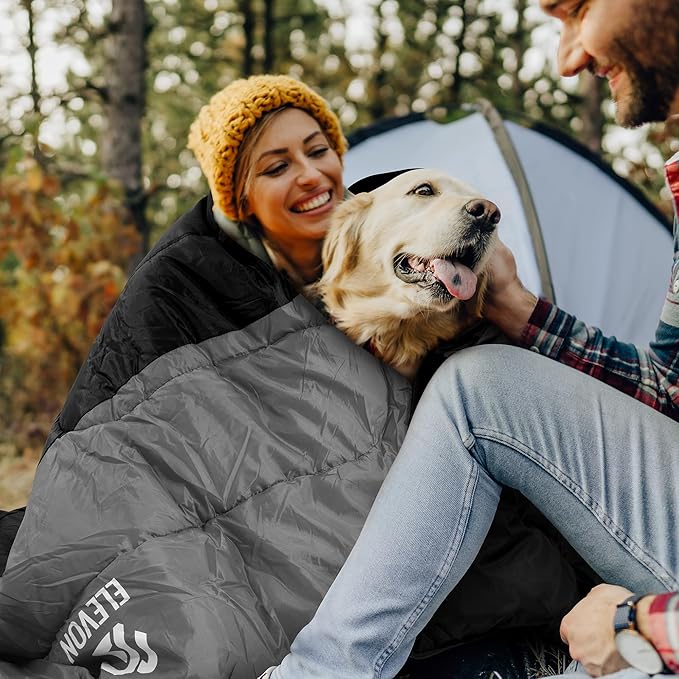 Double Sleeping Bag with 2 Pillows for Adults, Queen Size XL Sleeping Bag Waterproof, Compact with Compression Sack, 2 Person Sleeping Bags for 3-4 Seasons Camping, Backpacking, Hiking, Travel