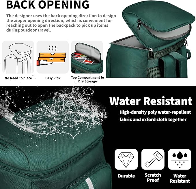 LTINVECK Cooler Backpack,2 Insulated Compartments Backpack Cooler Leakproof Double Deck Lightweight Cooler Lunch Box Bag for Men Women