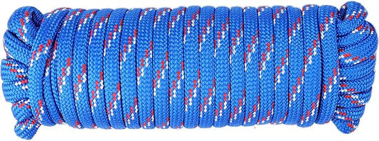 Wellmax Diamond Braid Nylon Rope - 3/8 Inch by 50 Feet Blue Color - Extra Strength, Sunlight and Weather Resistant - Heavy Duty Construction