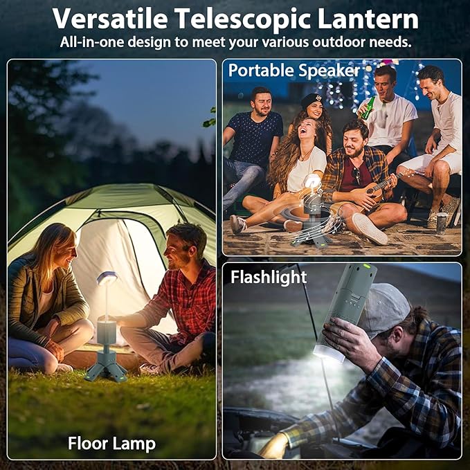 Yoobao Camping Lantern Rechargeable 14000mAh Battery Operated, Outdoor Telescopic Camping Tent Lights, 5 Light Modes, Magnetic Base, LED Flashlight Camping Essentials for Camping, Hiking, Emergency