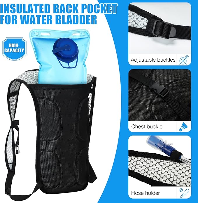 2 Pack Hydration Backpack Pack with 2l Water Bladder, Hydration Water Backpack with Hydration Bladder Hiking Running Cycling Biking Water Backpack for Men and Women (Blue, White)