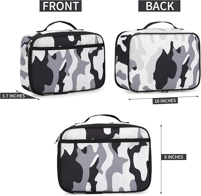 Rickyh Style Lunch Box with Padded Liner, Spacious Insulated Lunch Bag for Men and Women, Durable Thermal Lunch Cooler with Strap, 2 Pockets, 10 x 8 x 3.7 in
