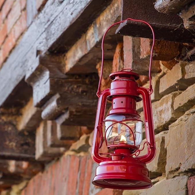 Outdoor Kerosene Fuel Lantern, German Made Weather Resistant Baby Special 276 Galvanized Hurricane Lamp for Camping or Patio, 10 Inches, Ruby Red