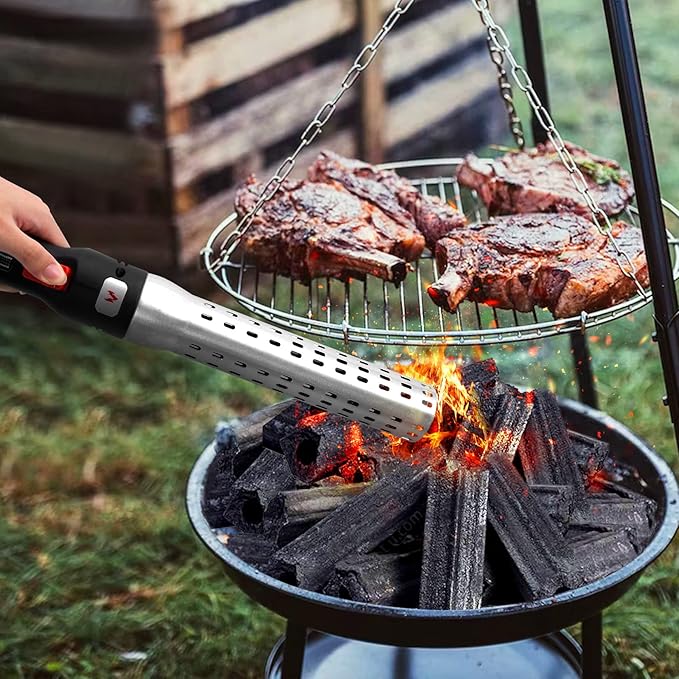 GGC Electric Charcoal Fire Starter Lighter for Big Green Egg Smokers BBQs Grills Wood Burning Fireplaces and Fire Pits(Meramic Core Material)