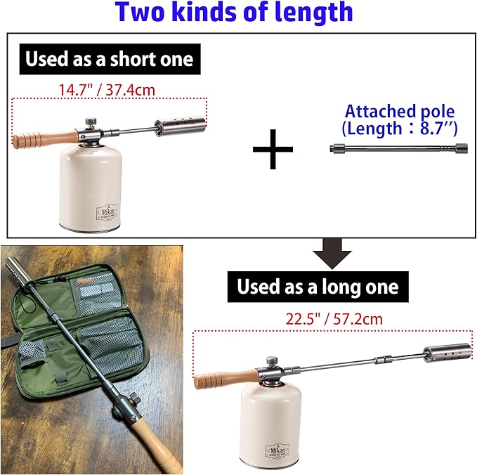 CAMPINGMOON Camping Grill Torch Dual Fuel Head Flame Adjustable for Charcoal Starter with Storage Case MT-3955/I-1010 (Isobutane)