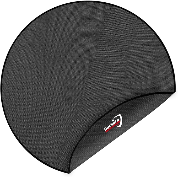 DocSafe 48" Round Fire Pit Mat, 4-Layer Fireproof Under Grill Mat Heat Insulated Indoor Fireplace Pad Protector for Decks,Patios,Grass,BBQ Smoker, Portable Reusable Oil-Proof and Waterproof, Black