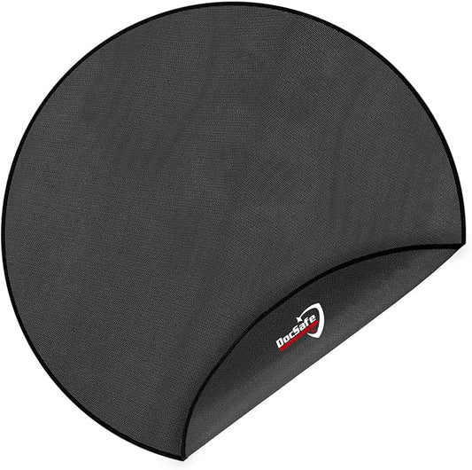DocSafe 48" Round Fire Pit Mat, 4-Layer Fireproof Under Grill Mat Heat Insulated Indoor Fireplace Pad Protector for Decks,Patios,Grass,BBQ Smoker, Portable Reusable Oil-Proof and Waterproof, Black