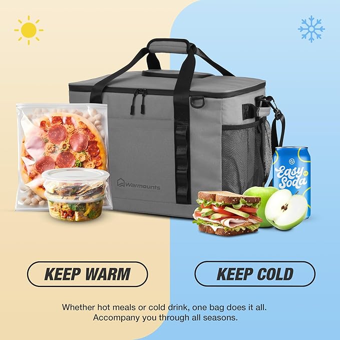 Insulated Cooler Bag 48/75 Cans, Soft Sided Portable Lunch Bag Coolers w/Zippered Top, Leak Proof PVC Interlayer, 5-Layer Insulation Large Ice Chest Bag for Travel, Camping, Beach, Picnic
