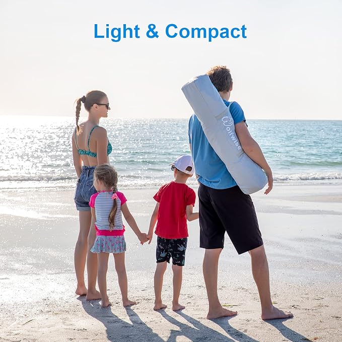 WolfWise 3-4 Person Easy Up Beach Tent UPF 50+ Portable Instant Sun Shelter Canopy Umbrella with Extended Zippered Porch, Blue