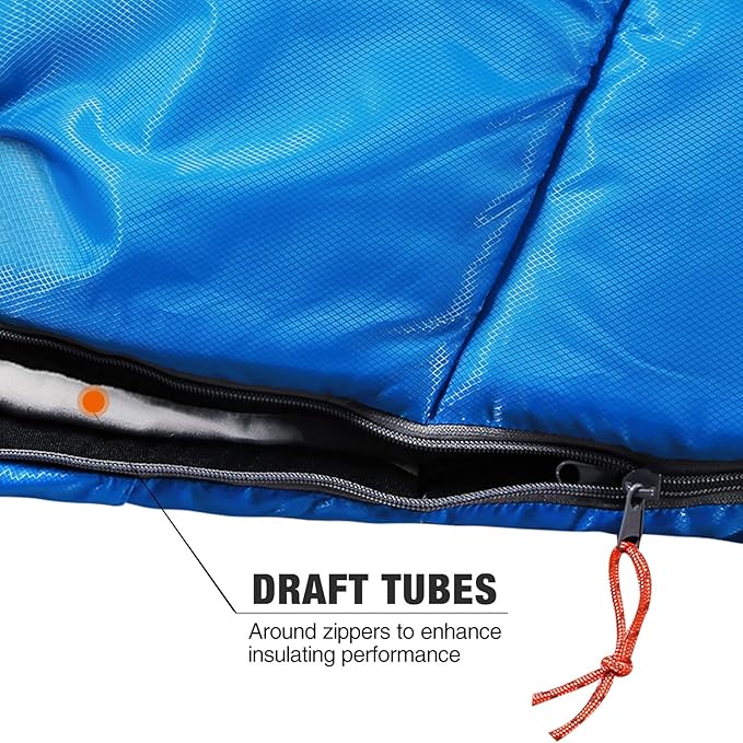 REDCAMP Kids Mummy Sleeping Bag for Camping, 3 Season Cold Weather Sleeping Bag Fit Boys,Girls & Teens, Blue/Rose Red