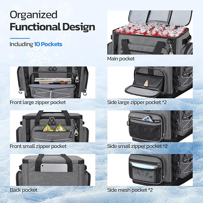 Maelstrom Soft Sided Cooler Bag, 30/40 Can Collapsible Insulated Ice Chest, Large Leakproof Camping & Travel Cooler for Kayaking & Beach