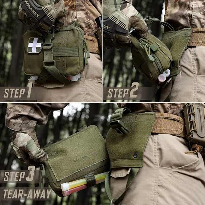 Tactical EMT Pouch, Rip Away Molle Medical Pouches IFAK Tear-Away First Aid Kit Emergency Survival Bag for Travel Outdoor Hiking