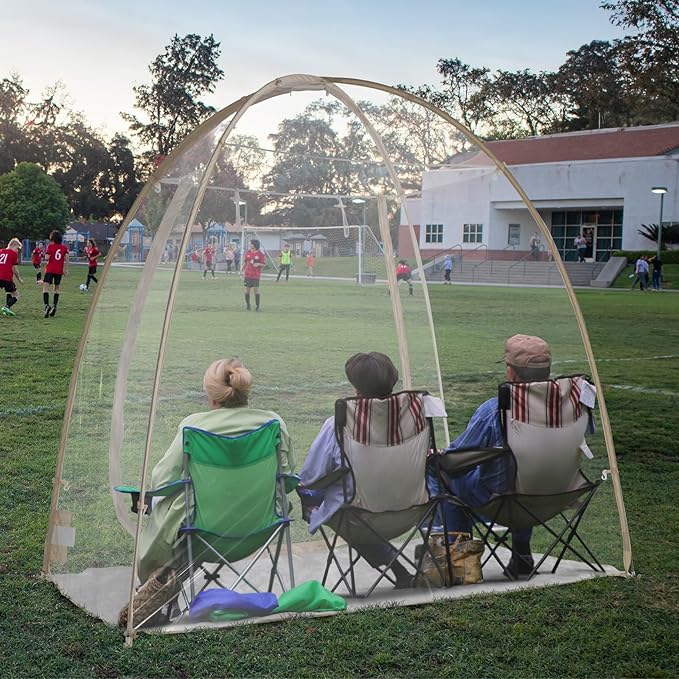 EighteenTek Clear Sports Tent 540° View Transparent PVC House Room Greenhouse Camping Tent Canopy Gazebos Weatherproof Pop-Up Tent for Outdoor Activities Garden Backyard Patios Cold Protection