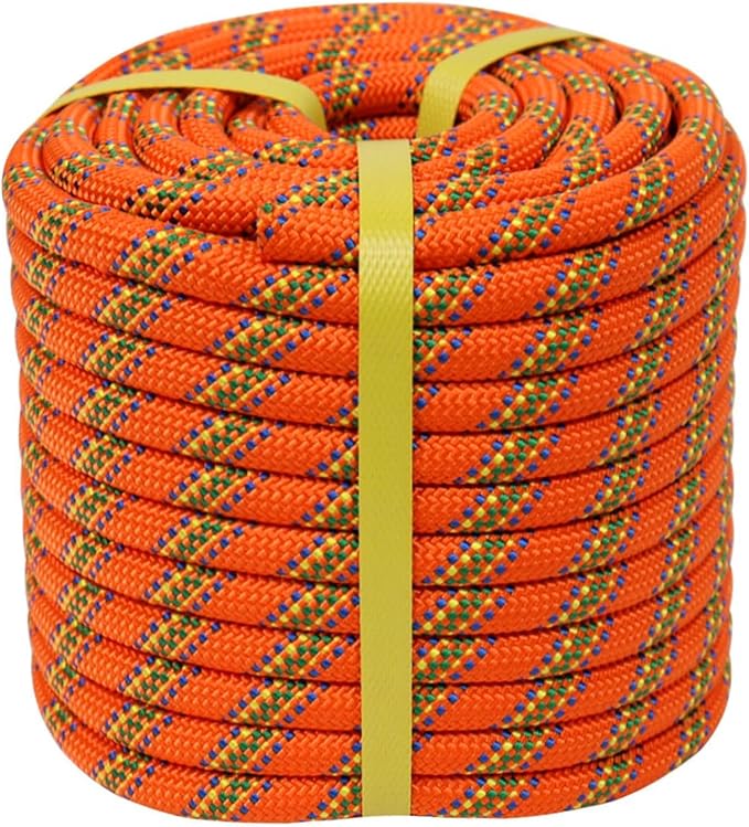 Double Braided Arborist Rope - 1/2 Inch x 100 Feet Polyester Rope - High Strength Climbing Rope for Tree Work, Halyard, Sailing (Orange)