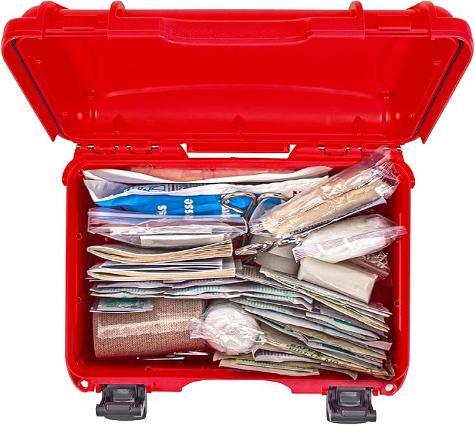 NANUK 909 Waterproof First Aid Box Empty – Durable, Medical First Aid Organizer Case, IP67-Rated, Dustproof, Impact-Resistant, and Floats (7.4" x 4.9" x 3.1") – Red