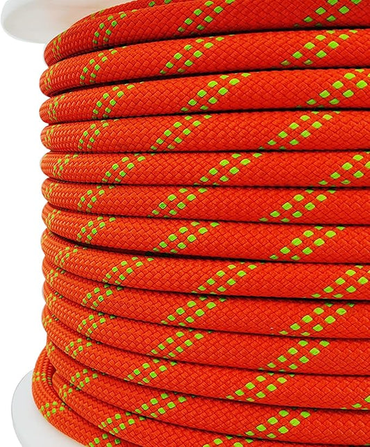 Generic Ritafc Static Rope UIAA Climbing Rope 11mm 100FT Rappelling Rope Orange for Mountain Tree Climbing, Rock Climbing,Hauling, Rescue, Climbing Equipment