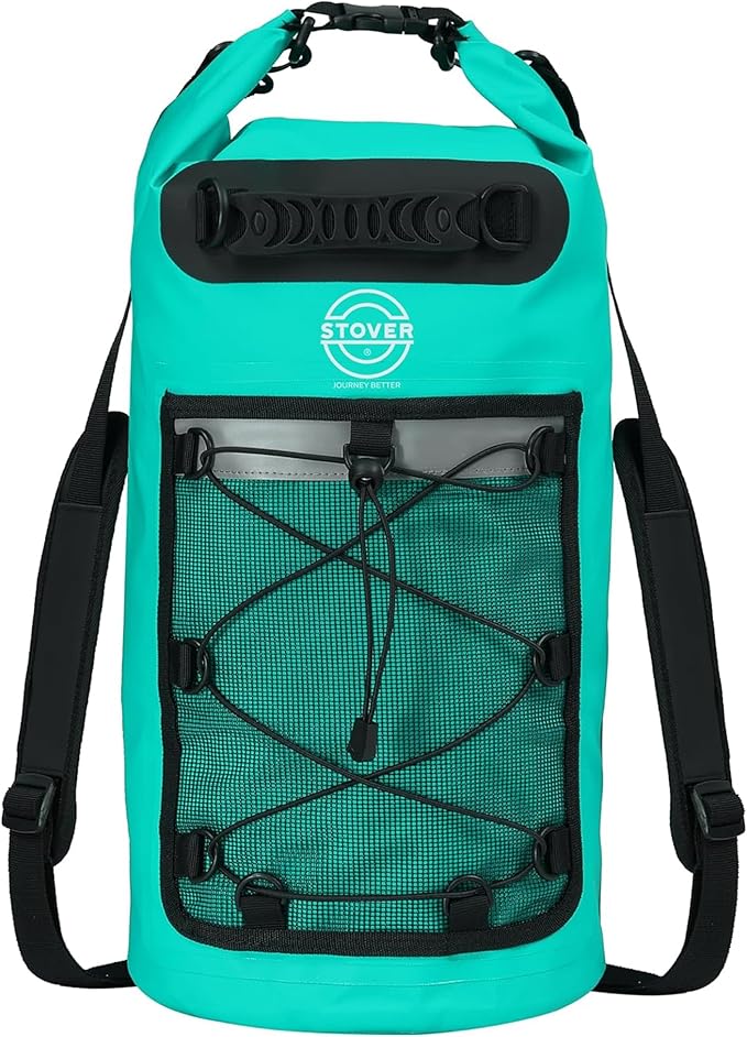 STOVER 5/10/25/30/40/55L Waterproof Dry Backpack- Medium Floating Dry Bag for Kayaking, Travel, Tubing, Hiking, Fishing, Camping, Motorcycles & Beach, Heavy-Duty Roll Top Men/Women (Teal)