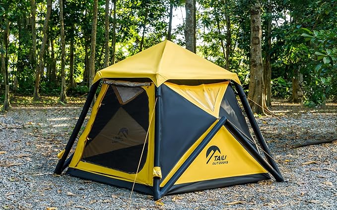 TAILI Inflatable Blow Up Tent for Camping with Hand Pump for 4/8 Person, Easy Setup Outdoor Inflatable Oxford Waterproof Air Tent House for Family Camping Adult