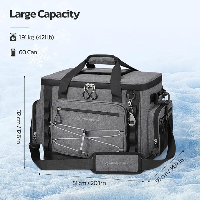 Maelstrom Soft Sided Cooler Bag, 30/40 Can Collapsible Insulated Ice Chest, Large Leakproof Camping & Travel Cooler for Kayaking & Beach