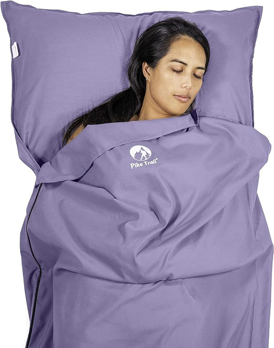 Pike Trail Sleeping Bag Liner – Travel and Camping Sheet, Lightweight and Compact Insert with Full Length Zipper and Guarantee