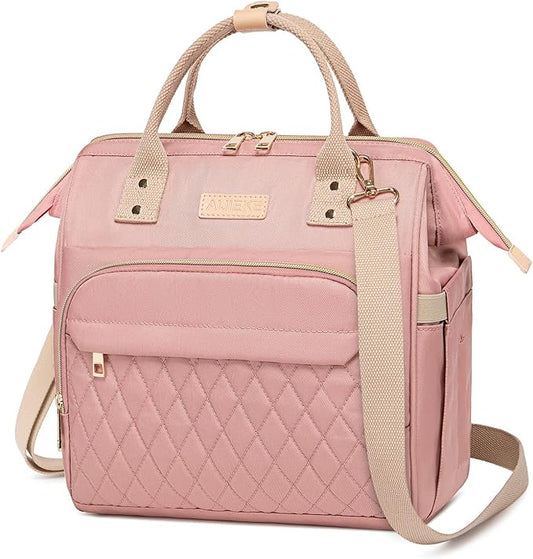 AIJIEKE Lunch Bag for Women, Large Lunch Box for Work Insulated Lunch Bag, Adult Leak Proof Lunch Tote Cooler Bag with Side Pockets & Adjustable Strap, Lunch Purse for Picnic Beach Hiking, Pink