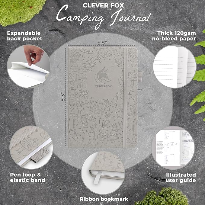 Clever Fox Camping Journal – Camper Log Book & RV Trip Planner – Outdoor Camp Journal & Adventure Travel Notebook – 12 Trips Total, 8 Pages per Trip – Hardcover, A5 Size (Foggy Alps)