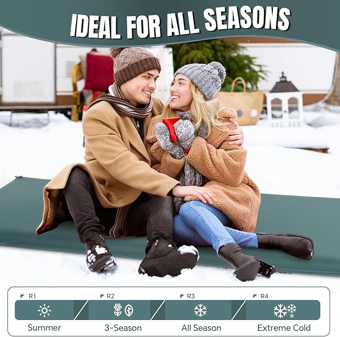 Camping Sleeping Pad - Ultra-Thick Camping Mattress Pad with Built-in Foot Pump Memory Foam Camp Pad - Easy Inflate&Deflate - 4-Season Portable Camp Sleeping Mat with Pillow for Travel/Car/Tent/Home