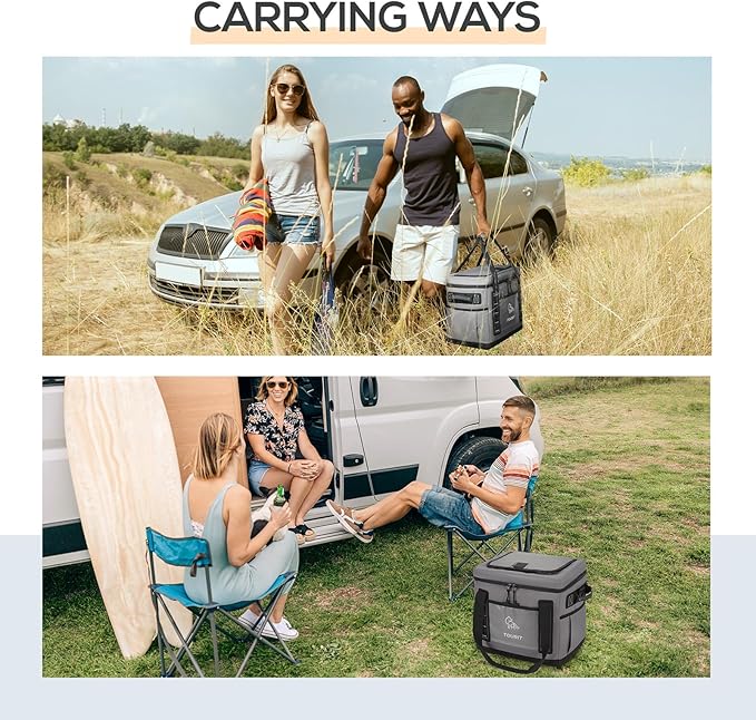TOURIT Portable 50-Can Collapsible Rolling Soft Cooler with 29L Space & Reinforced All-Terrain Cart with Wheels Easy Transportation, Large Leakproof Travel Beach Ice Chest for Grocery Shopping