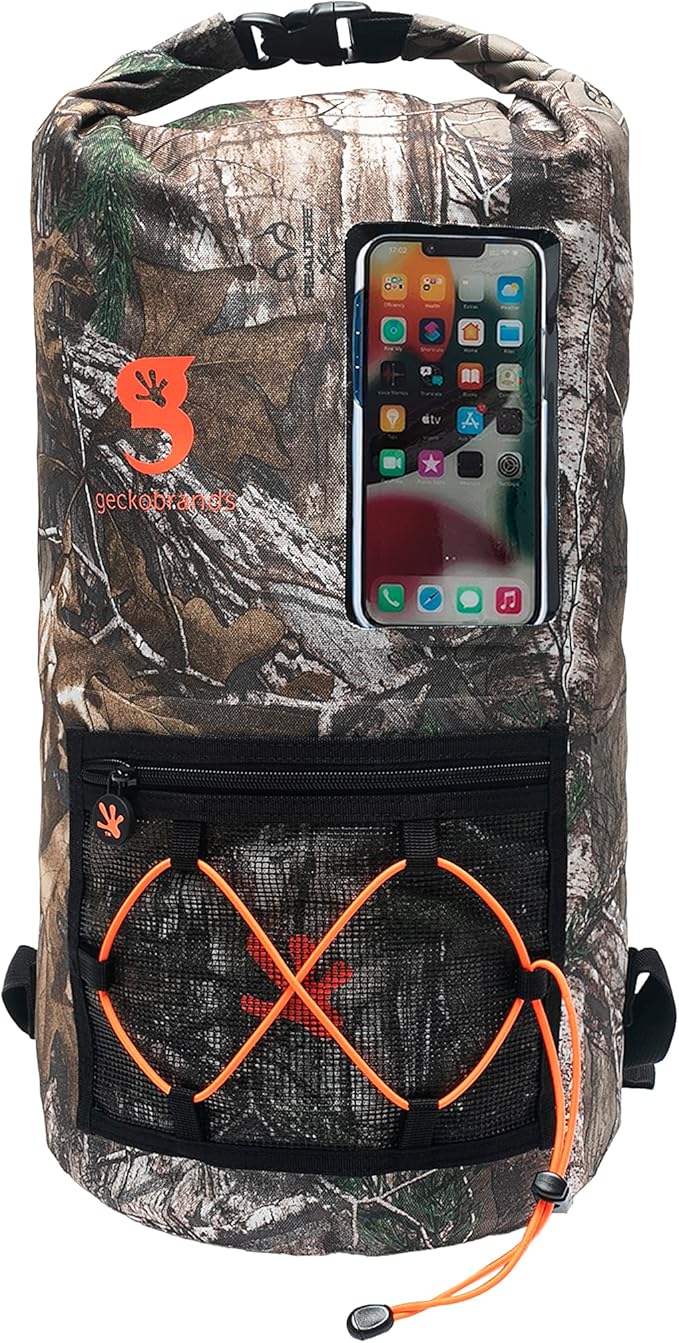 geckobrands Hydroner 20L Waterproof Dry Bag Backpack – Lightweight Roll-Top Bag with Clear Phone Pouch for Outdoor Activities